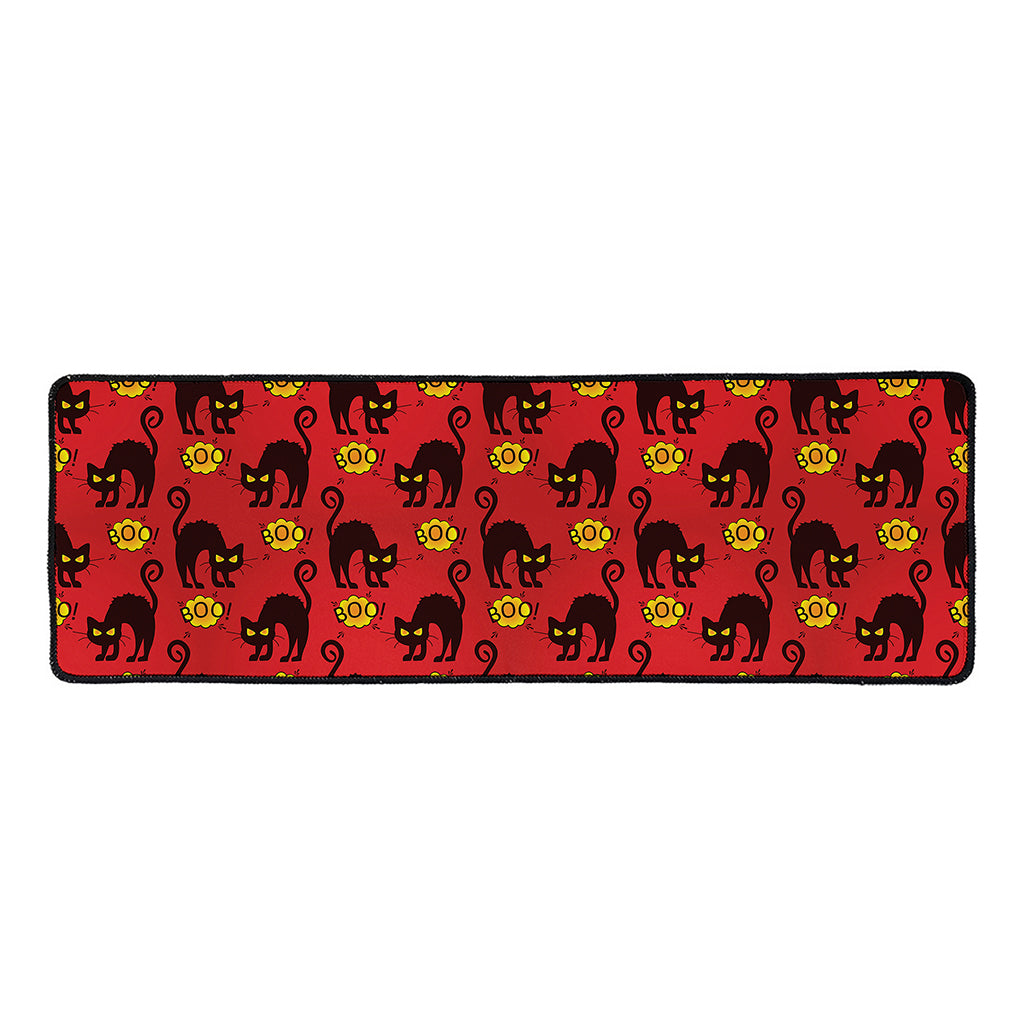 Halloween Black Cat Pattern Print Long Kitchen Mat