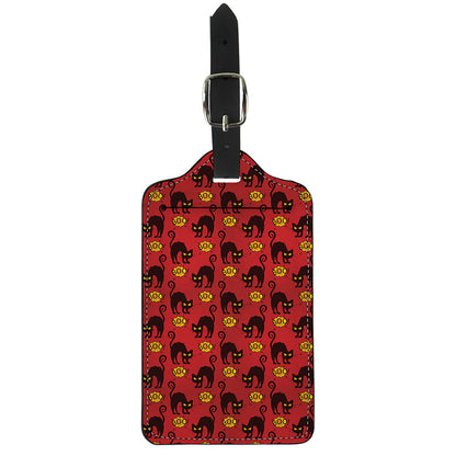 Halloween Black Cat Pattern Print Luggage Tag