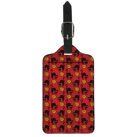 Halloween Black Cat Pattern Print Luggage Tag