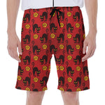 Halloween Black Cat Pattern Print Men's Beach Shorts