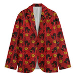 Halloween Black Cat Pattern Print Men's Blazer