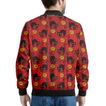 Halloween Black Cat Pattern Print Men's Bomber Jacket