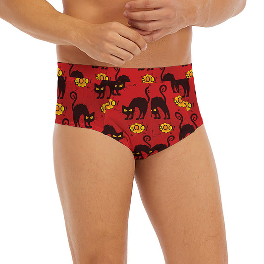 Halloween Black Cat Pattern Print Men's Briefs