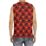 Halloween Black Cat Pattern Print Men's Fitness Tank Top