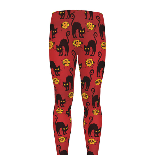 Halloween Black Cat Pattern Print Men's leggings