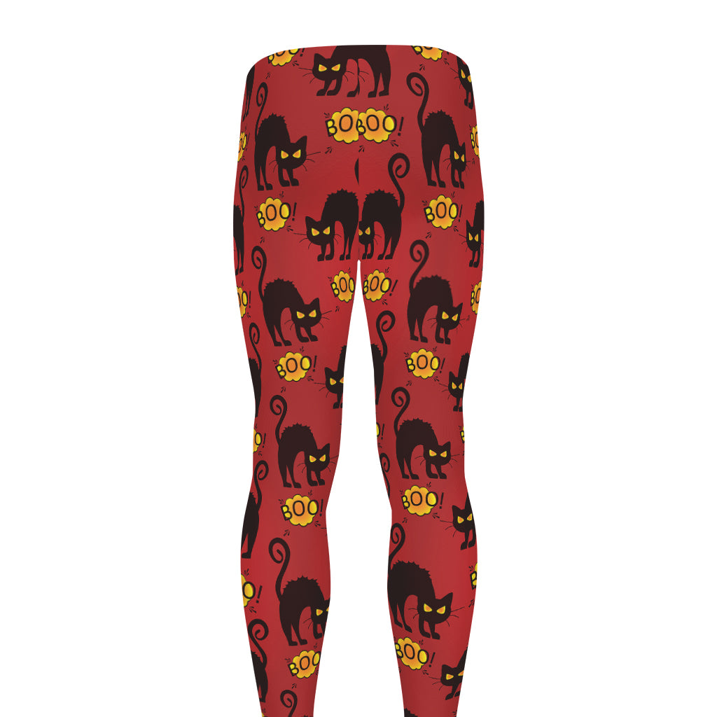 Halloween Black Cat Pattern Print Men's leggings