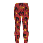 Halloween Black Cat Pattern Print Men's leggings