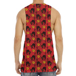 Halloween Black Cat Pattern Print Men's Muscle Tank Top