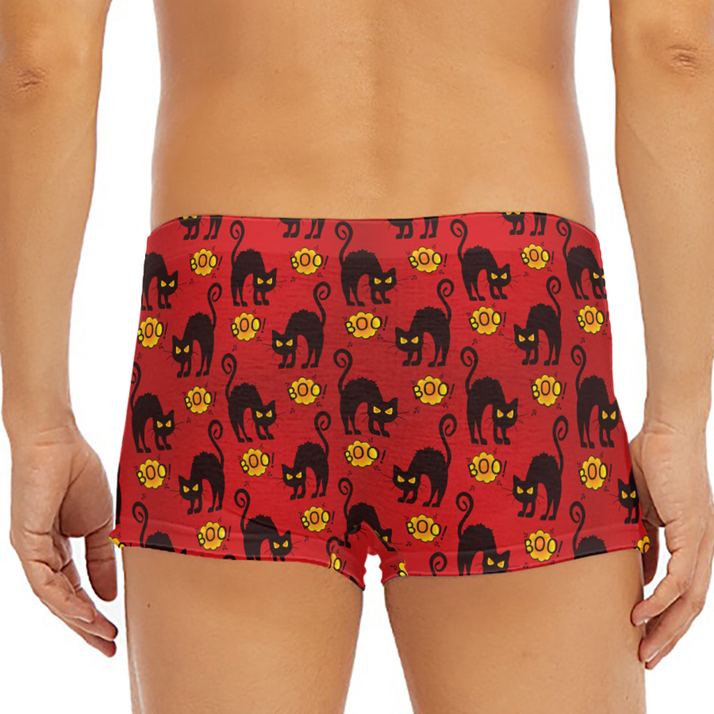 Halloween Black Cat Pattern Print Men's Short Boxer Briefs