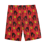 Halloween Black Cat Pattern Print Men's Sports Shorts