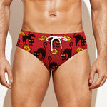 Halloween Black Cat Pattern Print Men's Swim Briefs