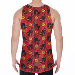 Halloween Black Cat Pattern Print Men's Velvet Tank Top