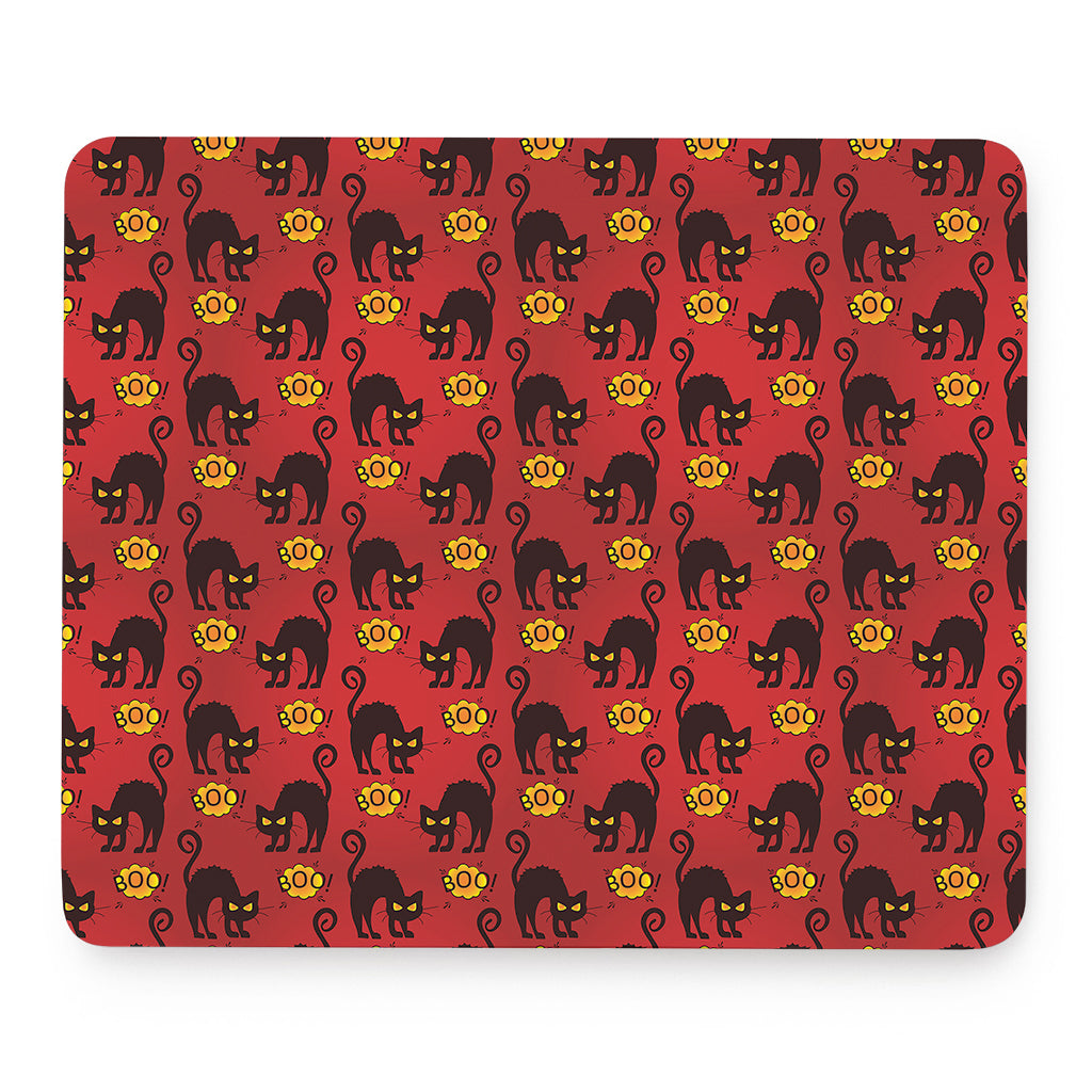 Halloween Black Cat Pattern Print Mouse Pad
