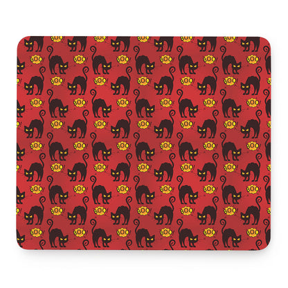 Halloween Black Cat Pattern Print Mouse Pad