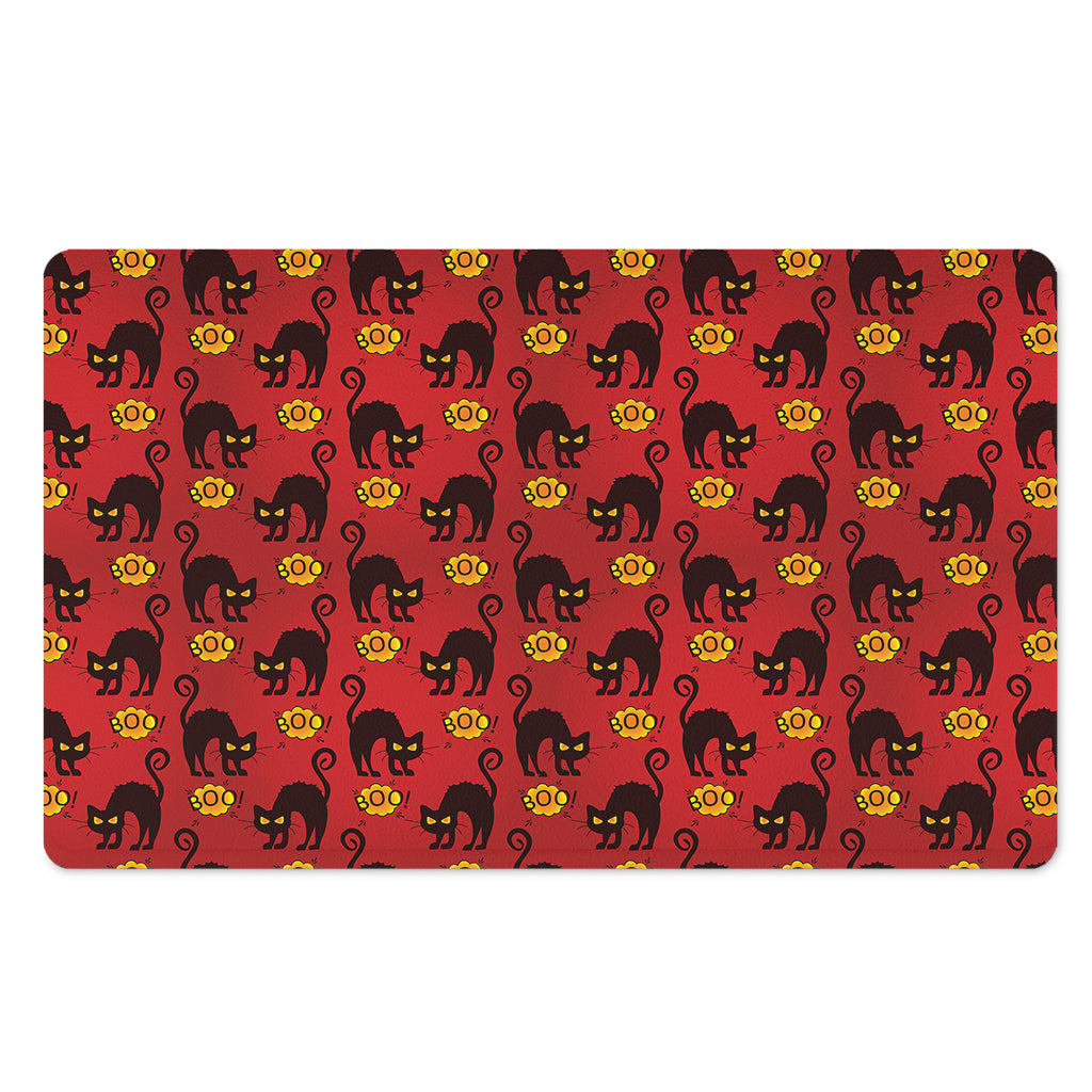 Halloween Black Cat Pattern Print Polyester Doormat