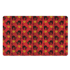 Halloween Black Cat Pattern Print Polyester Doormat