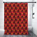 Halloween Black Cat Pattern Print Premium Shower Curtain