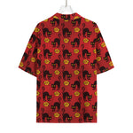 Halloween Black Cat Pattern Print Rayon Hawaiian Shirt