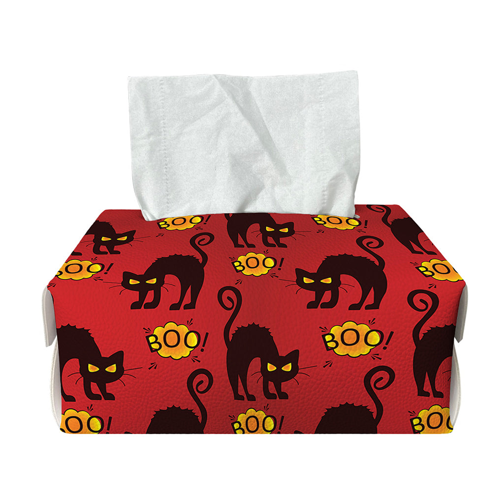 Halloween Black Cat Pattern Print Rectangle Tissue Box Cover