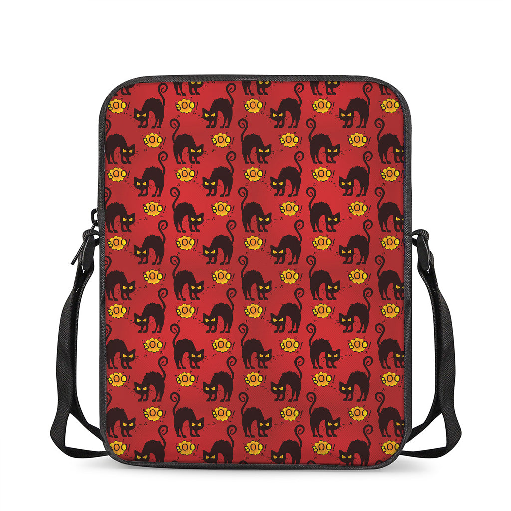 Halloween Black Cat Pattern Print Rectangular Crossbody Bag