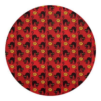 Halloween Black Cat Pattern Print Round Blanket