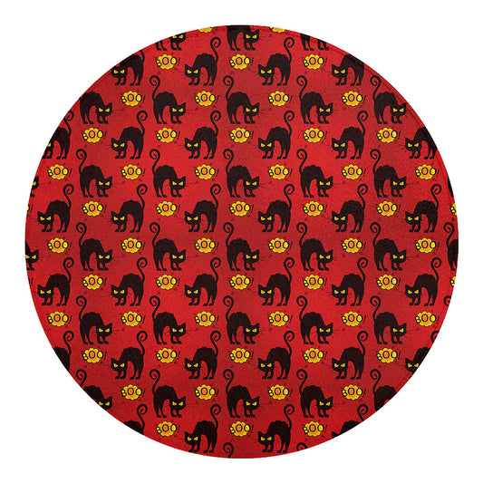 Halloween Black Cat Pattern Print Round Blanket