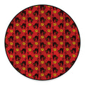 Halloween Black Cat Pattern Print Round Floor Mat