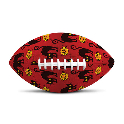 Halloween Black Cat Pattern Print Rugby Ball