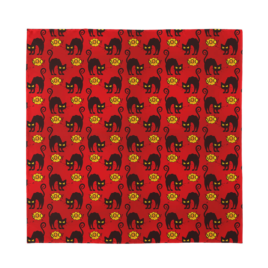 Halloween Black Cat Pattern Print Silk Bandana