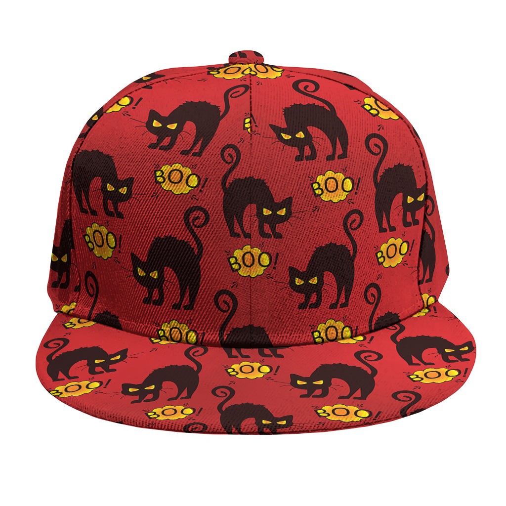 Halloween Black Cat Pattern Print Snapback Cap