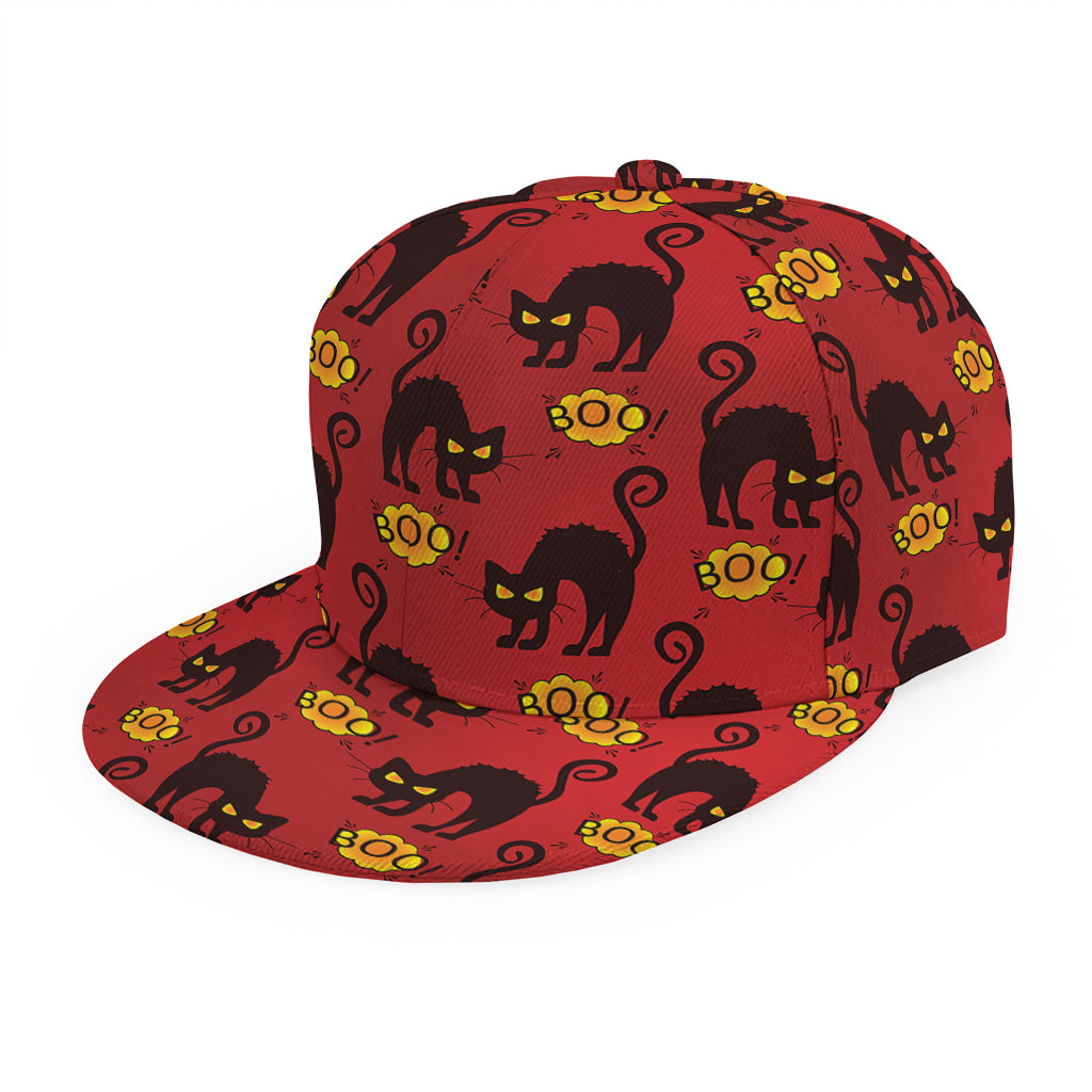 Halloween Black Cat Pattern Print Snapback Cap