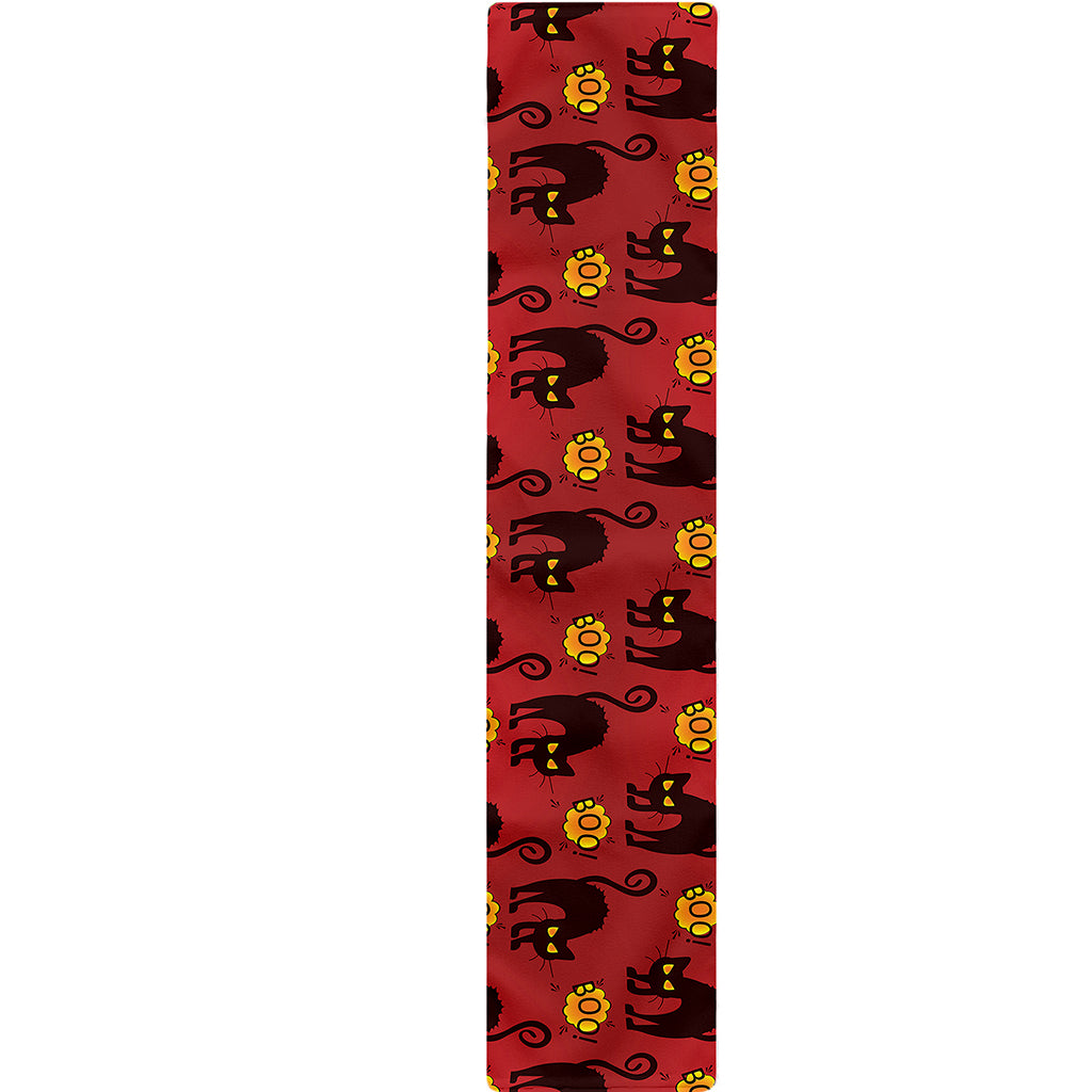 Halloween Black Cat Pattern Print Table Runner
