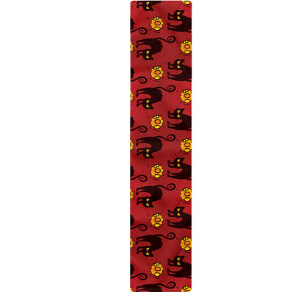 Halloween Black Cat Pattern Print Table Runner