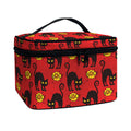 Halloween Black Cat Pattern Print Travel Makeup Bag