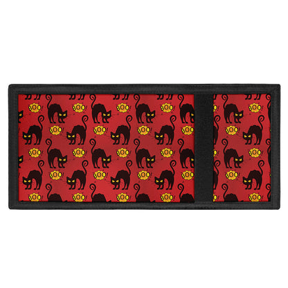 Halloween Black Cat Pattern Print Trifold Wallet