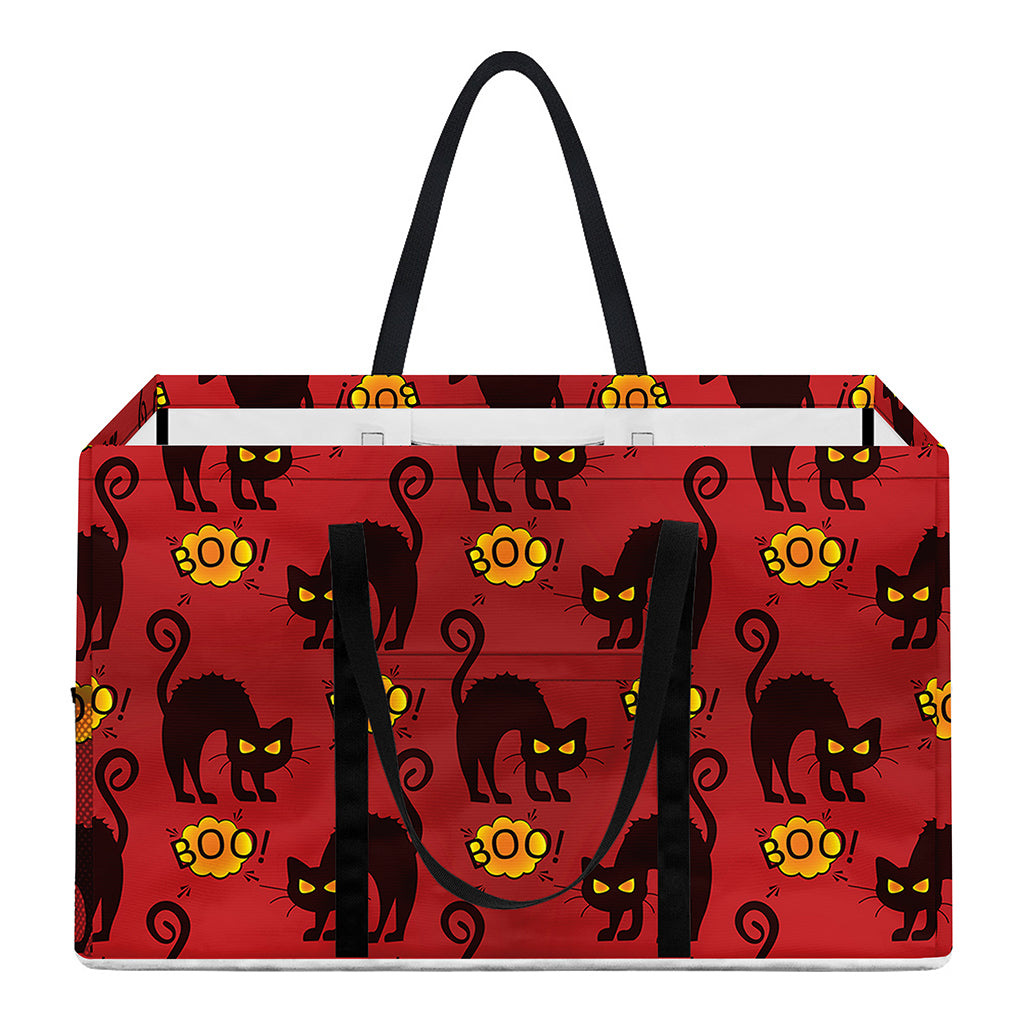 Halloween Black Cat Pattern Print Utility Tote Bag