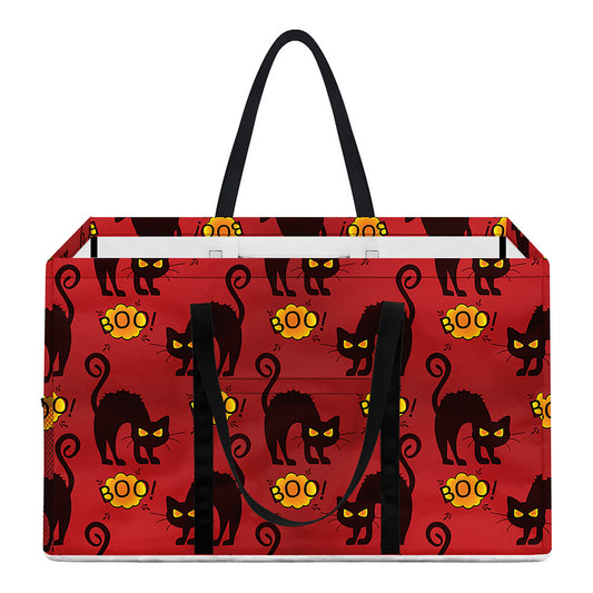 Halloween Black Cat Pattern Print Utility Tote Bag