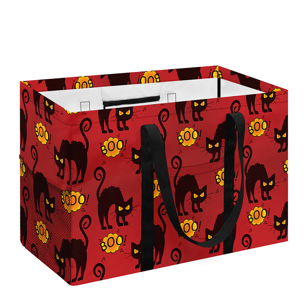 Halloween Black Cat Pattern Print Utility Tote Bag
