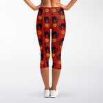 Halloween Black Cat Pattern Print Women's Capri Leggings