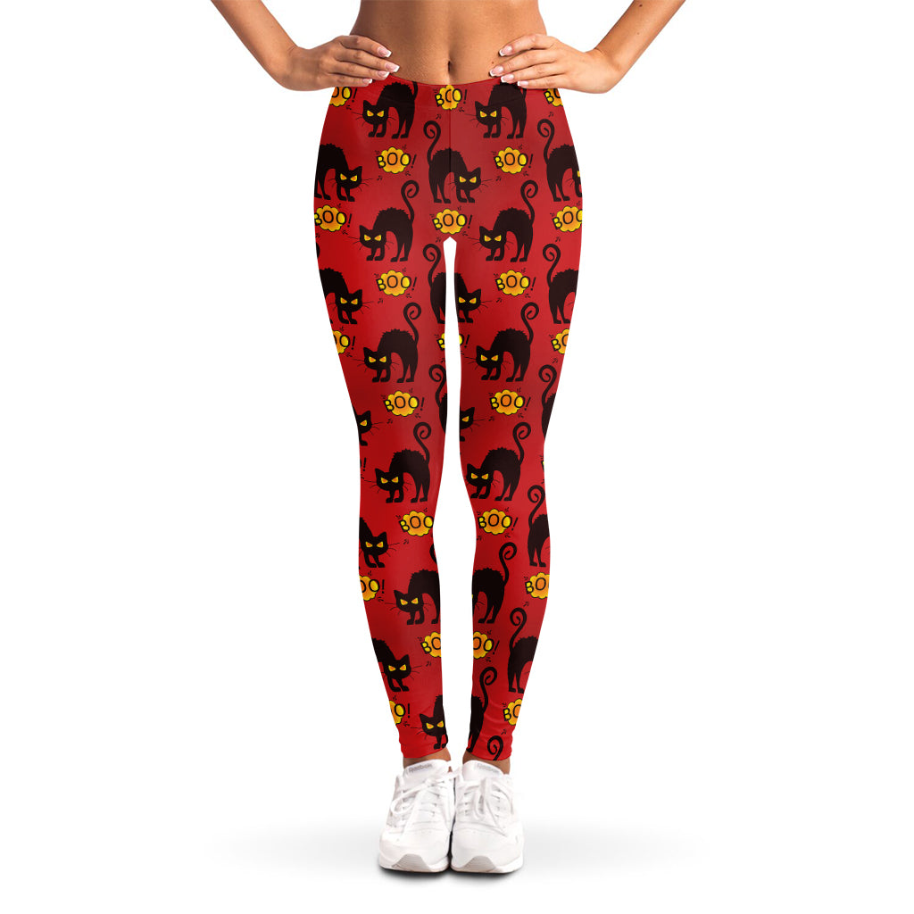 Halloween Black Cat Pattern Print Women's Leggings