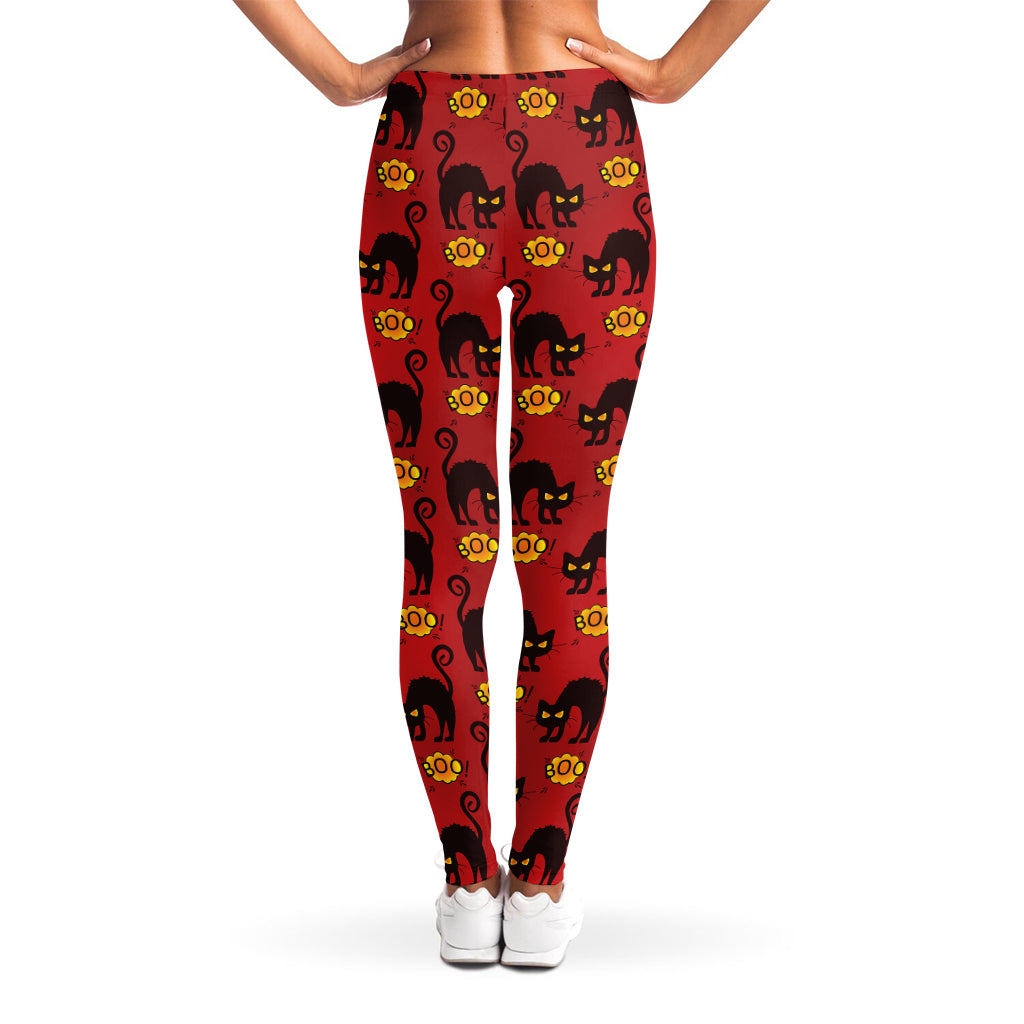 Halloween Black Cat Pattern Print Women's Leggings