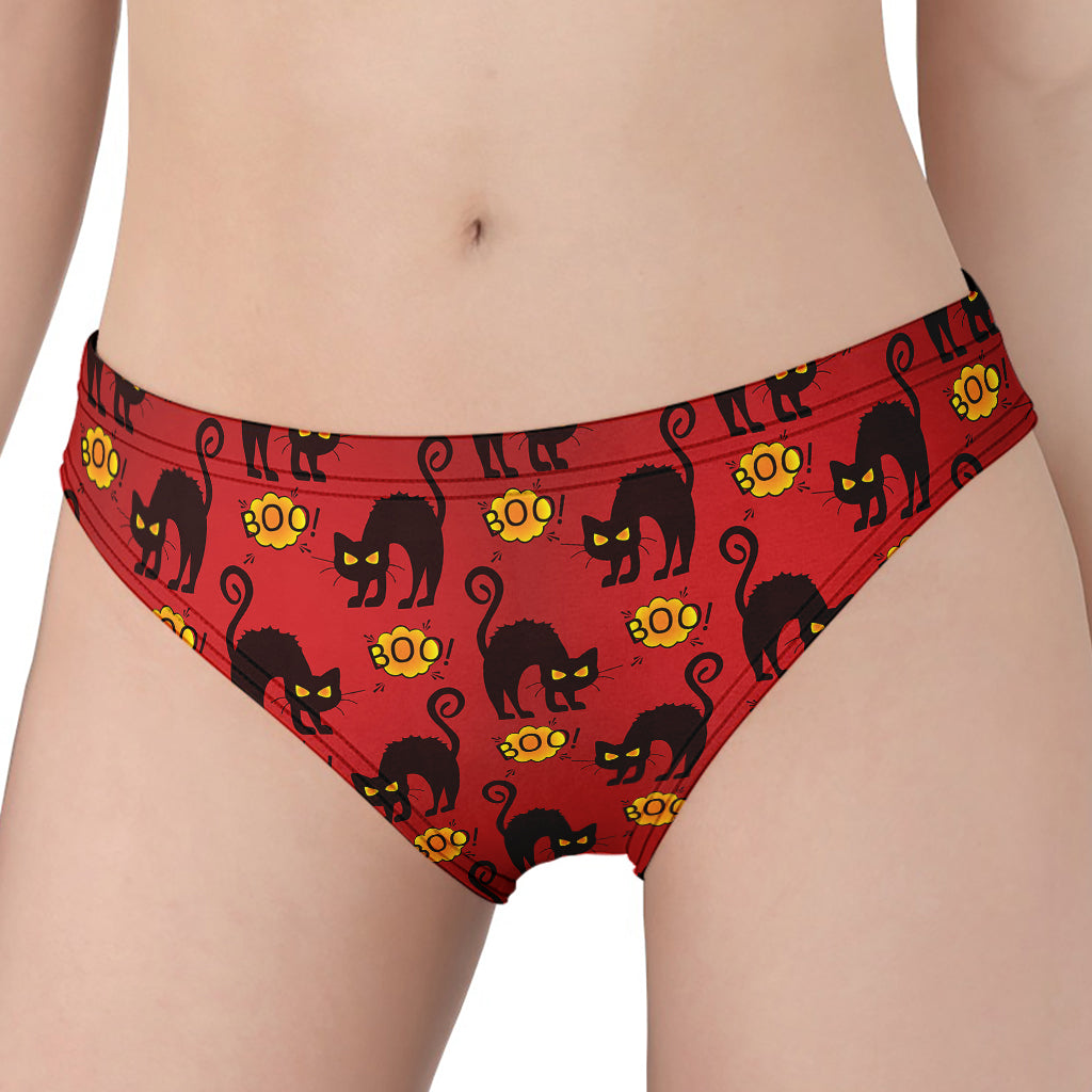 Halloween Black Cat Pattern Print Women's Panties