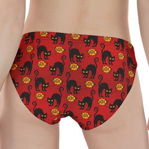 Halloween Black Cat Pattern Print Women's Panties