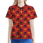 Halloween Black Cat Pattern Print Women's Polo Shirt