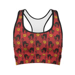 Halloween Black Cat Pattern Print Women's Sports Bra