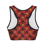 Halloween Black Cat Pattern Print Women's Sports Bra