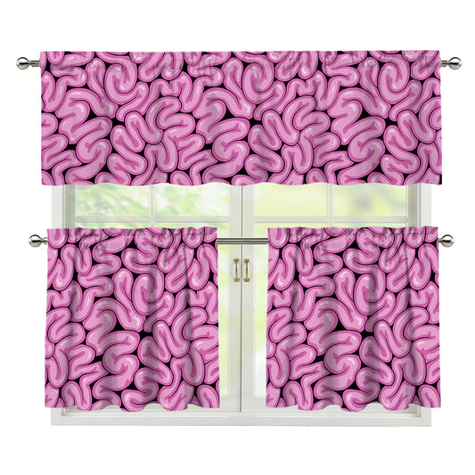 Halloween Brain Print 3 Piece Kitchen Curtains