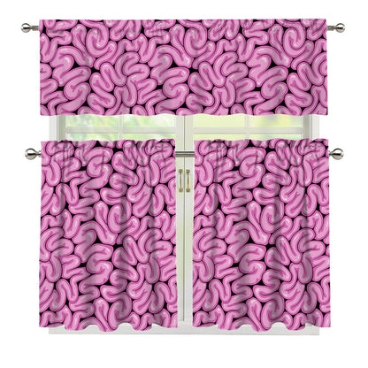 Halloween Brain Print 3 Piece Kitchen Curtains