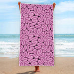 Halloween Brain Print Beach Towel