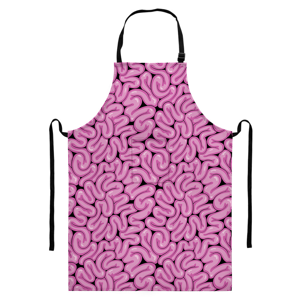 Halloween Brain Print Bib Apron With Pocket